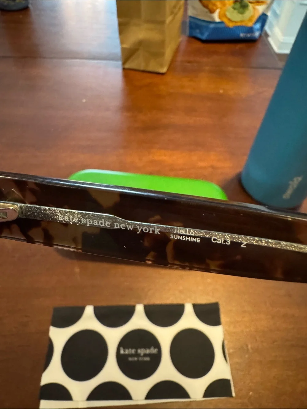 kate spade Yolanda brown tortoiseshell cat-eye sunglasses with green case